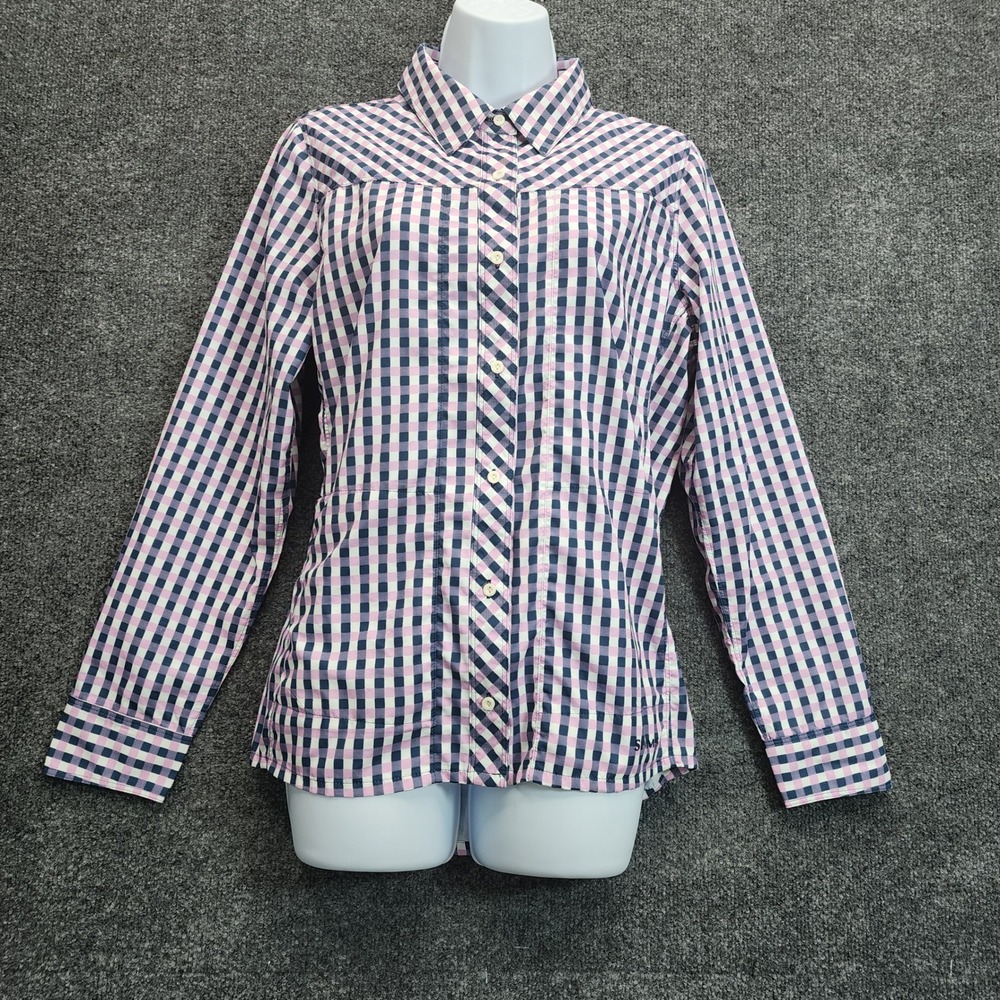 Simms Womens Gingham Plaid Gorpcore Fishing Hiking Outdoor Button Up Shirt M